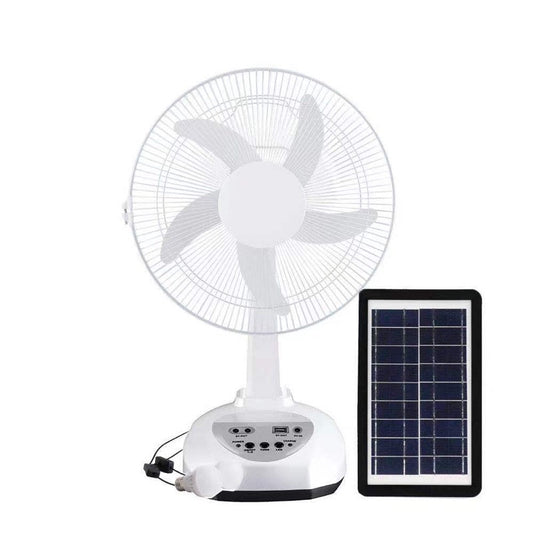 VENTILATEUR RECHARGEABLE  A PANNEAU SOLAIRE 02 AMPOULES