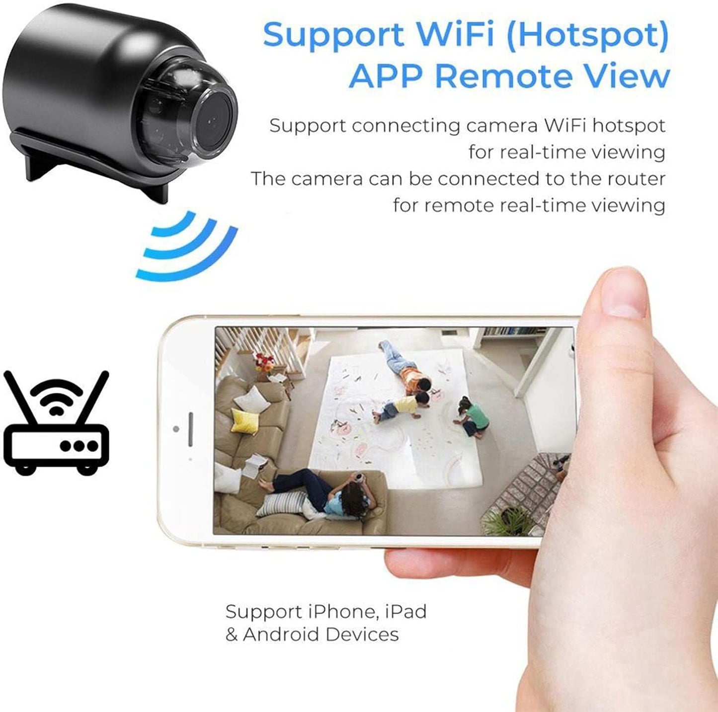 Caméra espion WiFi discrète HD 1080P avec visualisation à distance