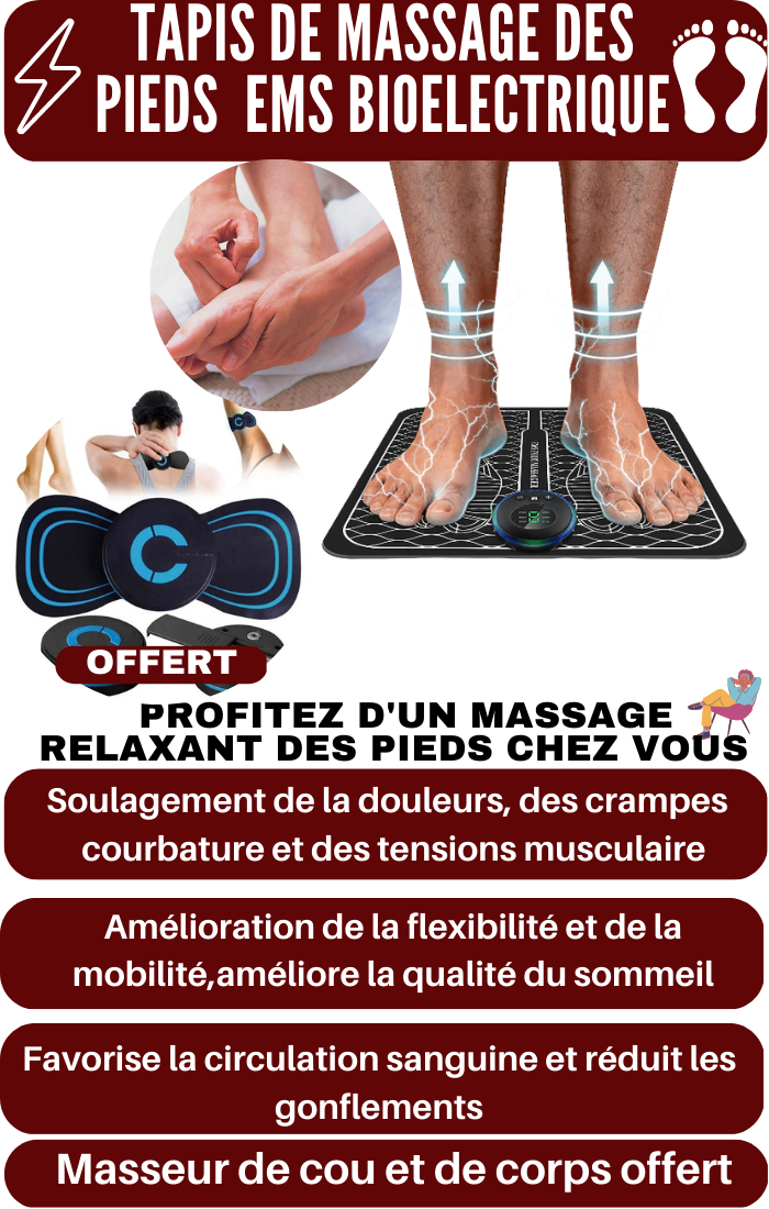 MASSEUR DE PIED BIO ECLECTRIQUE EMS ''Un achetée un masseur cervical offert''