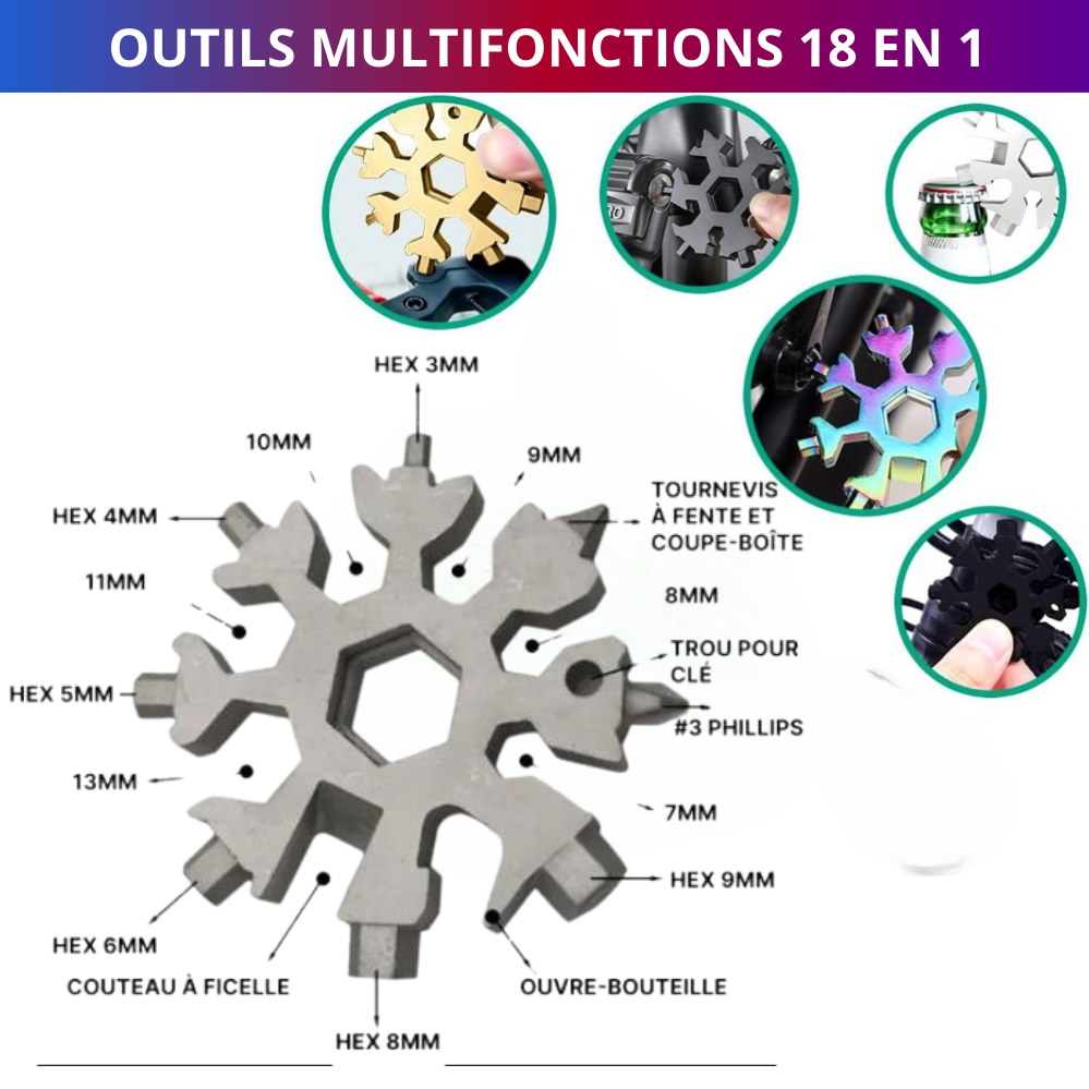 Outil Multifonction 18 en 1 Flocon de neige